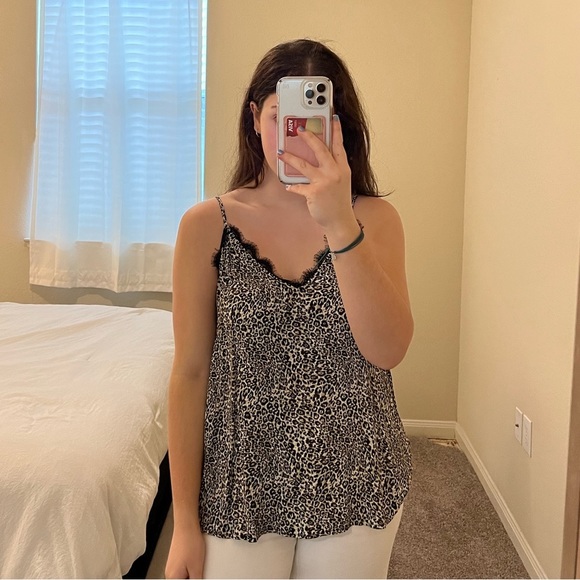Cheetah spaghetti strap shirt. Perfect condition only worn once. - Picture 2 of 6